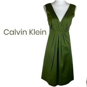 Calvin Klein Olive Green Party Event Midi Dress NWOT
